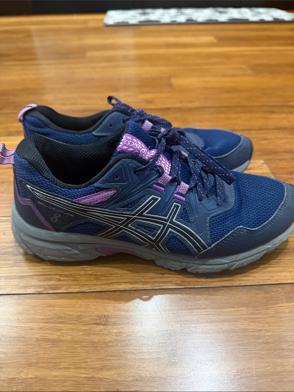Asics Navy and Purple Trail Running Sneakers